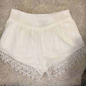 White Crochet Flowy Shorts